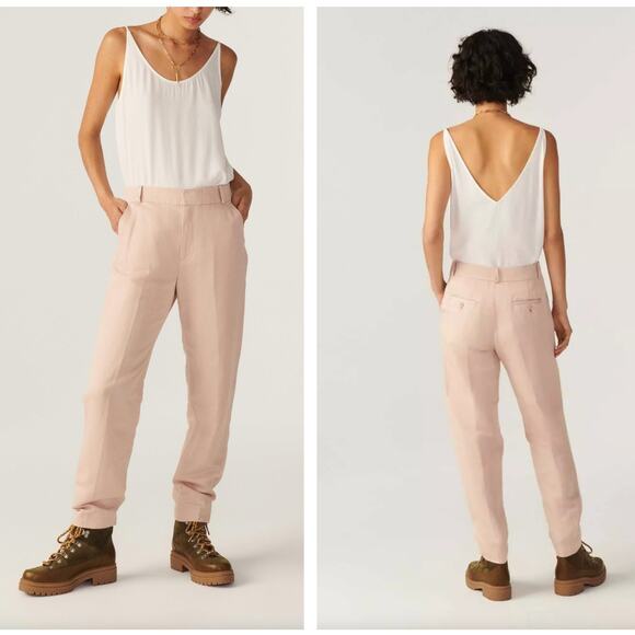 BA&SH Viggo Trouser Pants Linen Blend Nude Blush Pink Sz S {K15}